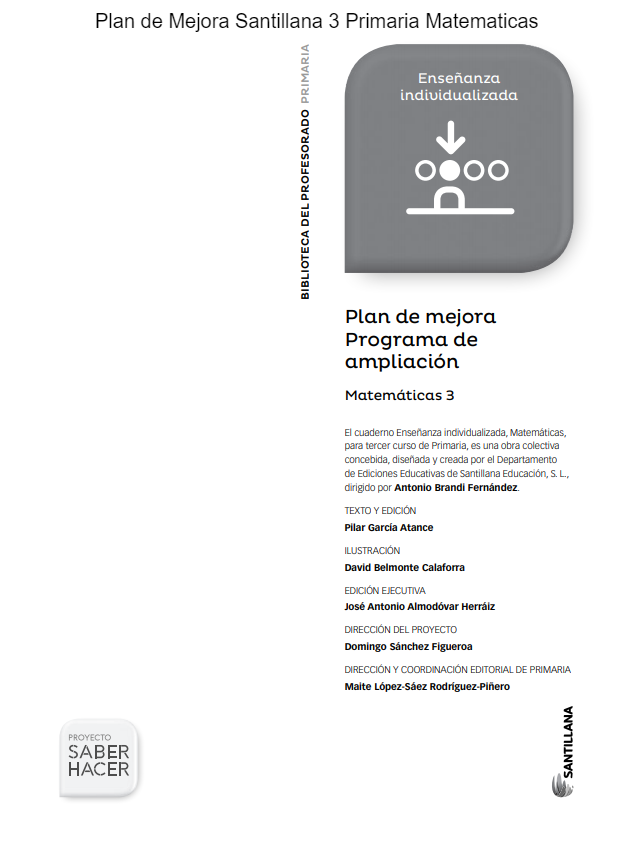 Santillana Matemáticas 3 Primaria Plan de Mejora, Material Fotocopiable, Examen, Libro Completo y Solucionario