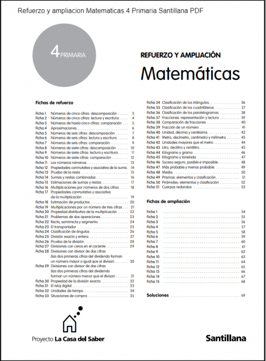 Santillana PDF Matem ticas 4 Primaria Fichas De Refuerzo Y Ampliaci n Santillana PDF Matem ticas 4 Primaria Fichas De Refuerzo Y Ampliaci n