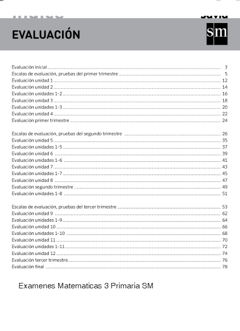 SM Matemáticas 3 Primaria Exámenes, Solucionario, Libro Completo y Material Fotocopiable